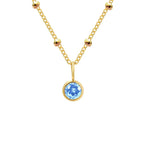 Dainty Birthstone Necklace with Beaded Chain
