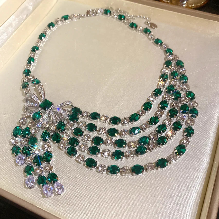 Vintage Bow Diamond Pendant Necklace
