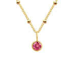 Dainty Birthstone Necklace with Beaded Chain