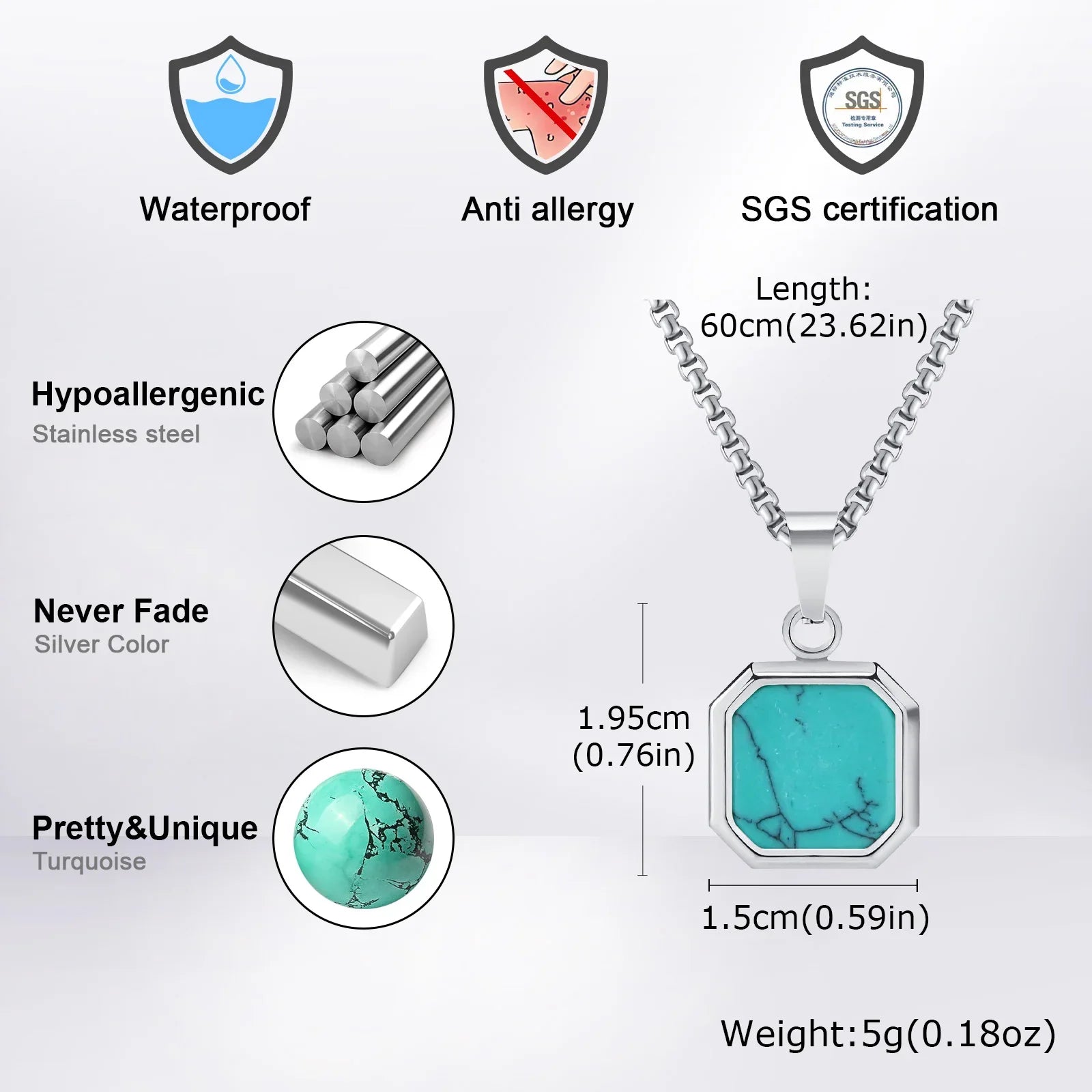 Turquoise Stone Pendant Necklace Set