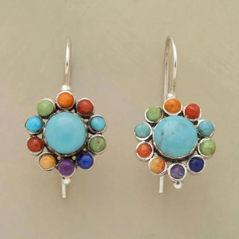 Multi-Coloured Turquoise Hoop Earrings