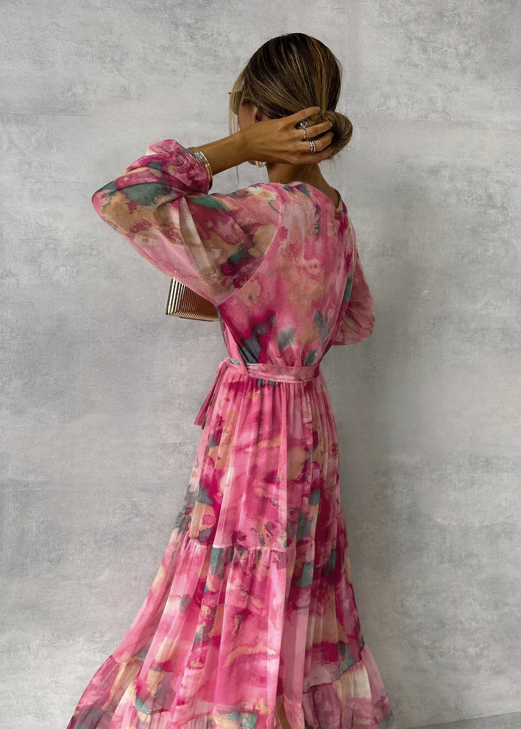 Zoey Floral Wrap Tiered Dress