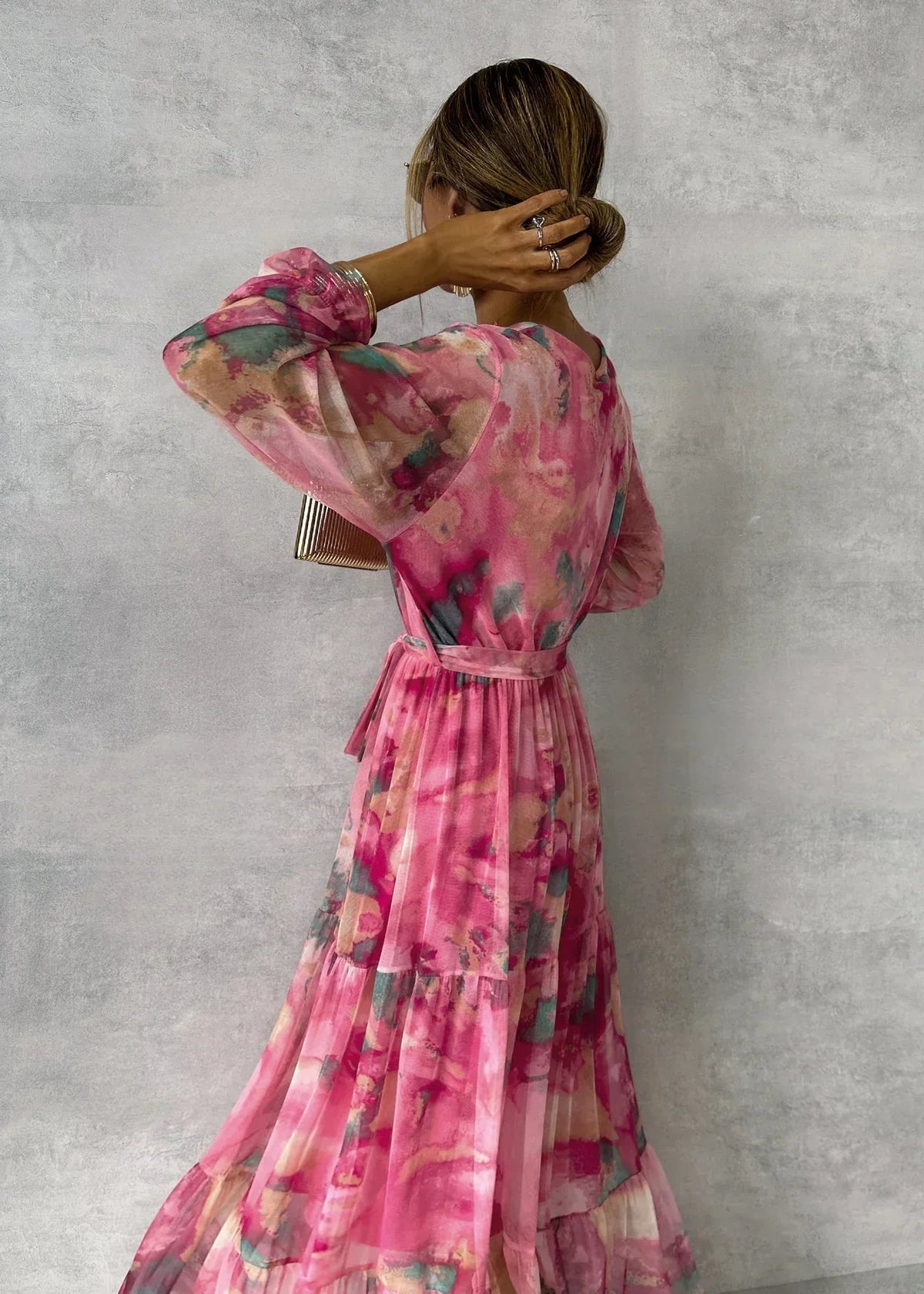 Zoey Floral Wrap Tiered Dress