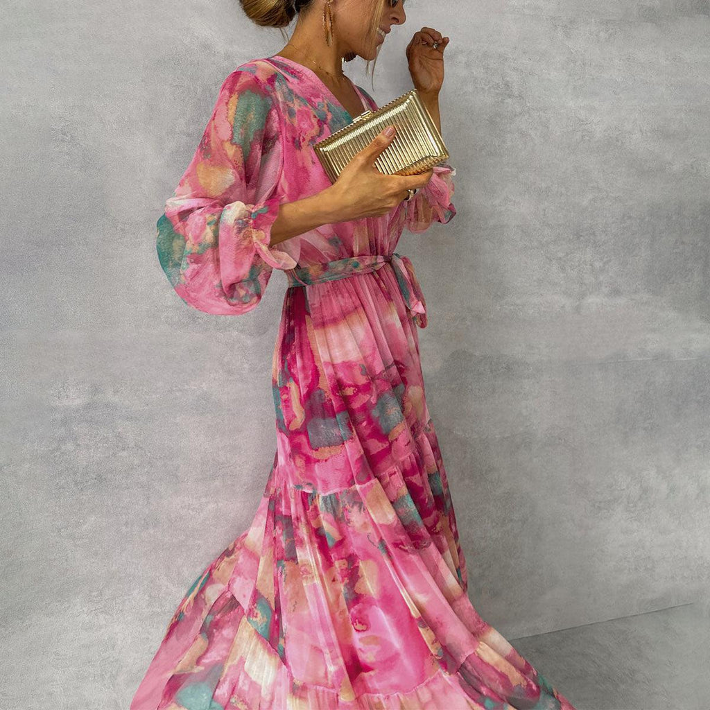 Zoey Floral Wrap Tiered Dress