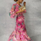 Zoey Floral Wrap Tiered Dress