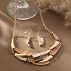 Geometric Enamel Necklace with Earrings