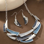 Geometric Enamel Necklace with Earrings
