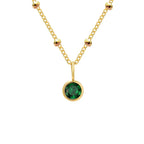 Dainty Birthstone Necklace with Beaded Chain