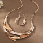 Geometric Enamel Necklace with Earrings