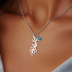 Birthstone Birth Flower Necklace Personalized