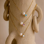 Pearl & Zircon Birthstone Pendant Necklace