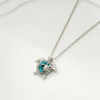 Sea Turtle Pendant Necklace - Vintage Silver