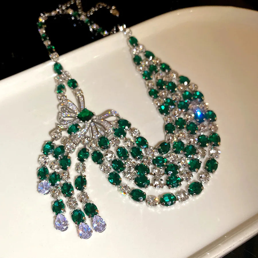 Vintage Bow Diamond Pendant Necklace