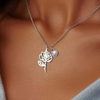 Birthstone Birth Flower Necklace Personalized