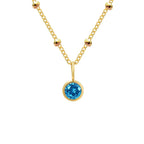 Dainty Birthstone Necklace with Beaded Chain