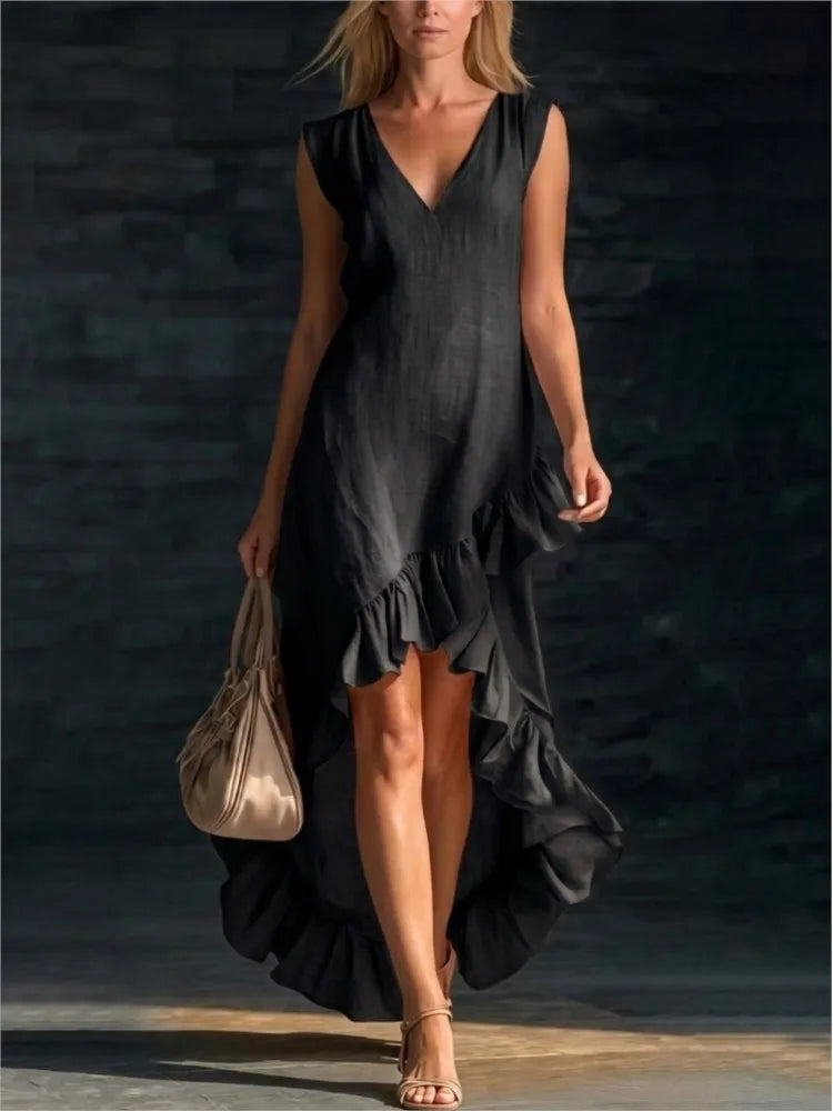 Rowan Sleeveless Ruffle Hem Maxi Dress