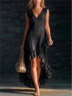 Rowan Sleeveless Ruffle Hem Maxi Dress