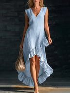 Rowan Sleeveless Ruffle Hem Maxi Dress