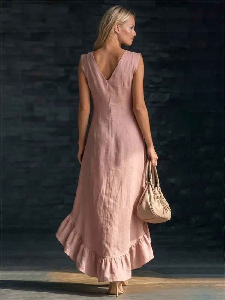 Rowan Sleeveless Ruffle Hem Maxi Dress
