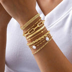Stackable Bracelet Golden Pearl Set