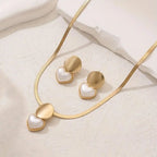 Vintage Gold Heart Necklace and Earrings Set
