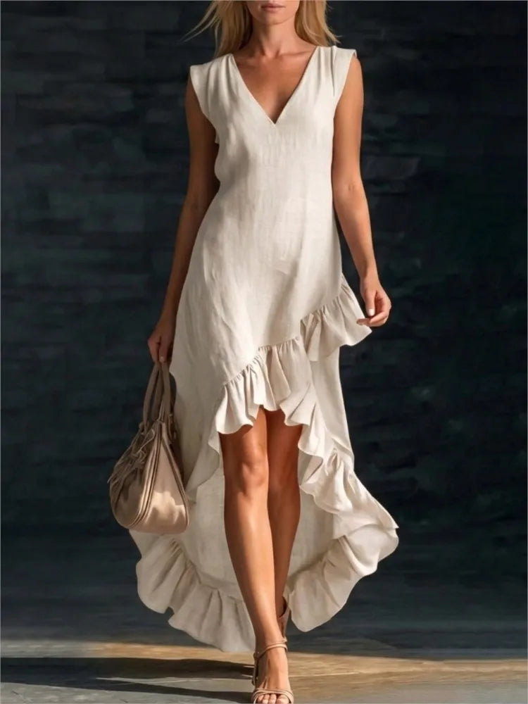 Rowan Sleeveless Ruffle Hem Maxi Dress