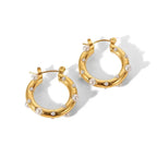 Shimmering Gold Zircon Circle Hoop Earrings