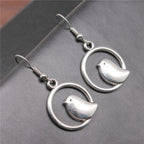 Vintage Bird Charm Drop Earrings – Handmade Boho Jewelry
