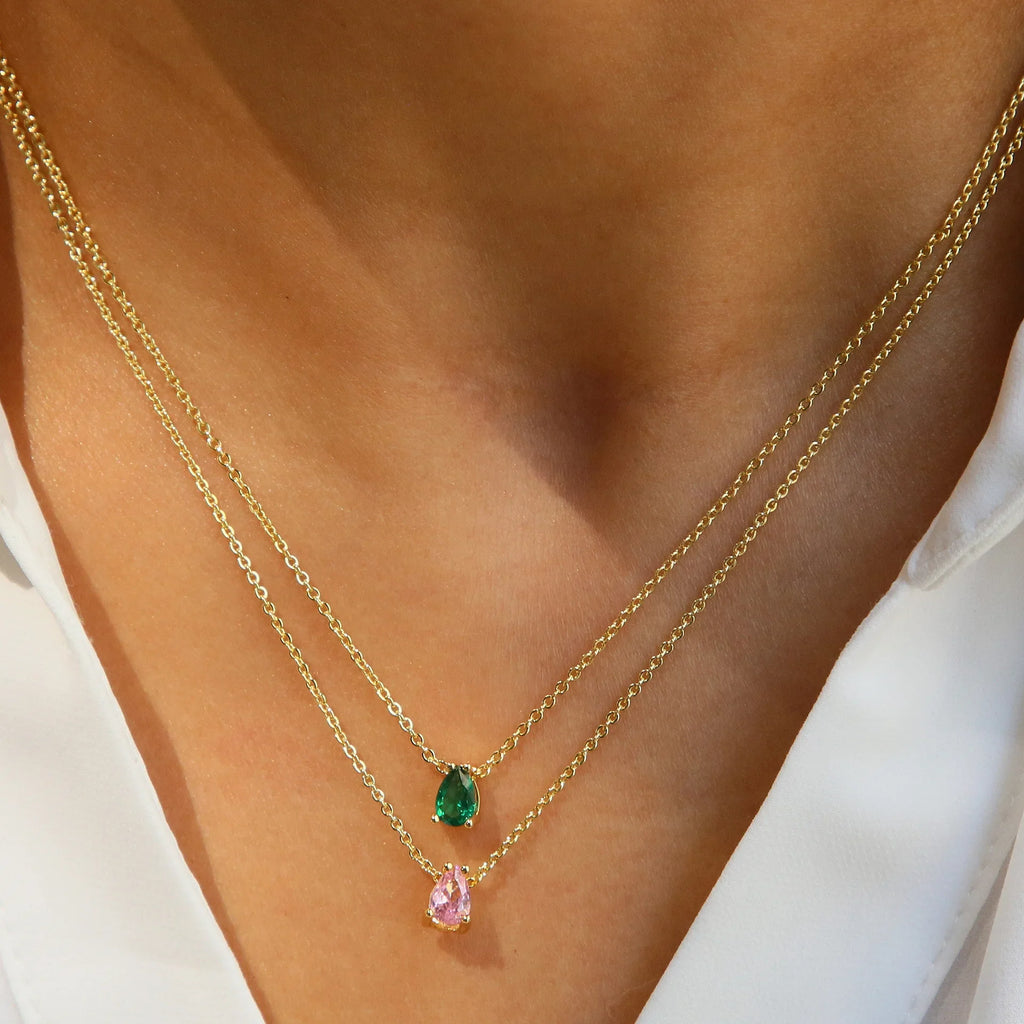 Crystal Teardrop Birthstone Necklace