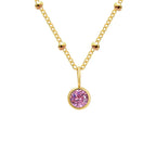 Dainty Birthstone Necklace with Beaded Chain