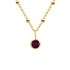 Dainty Birthstone Necklace with Beaded Chain