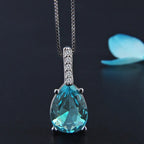 Sterling Silver Water Drop Blue Pendant Necklace