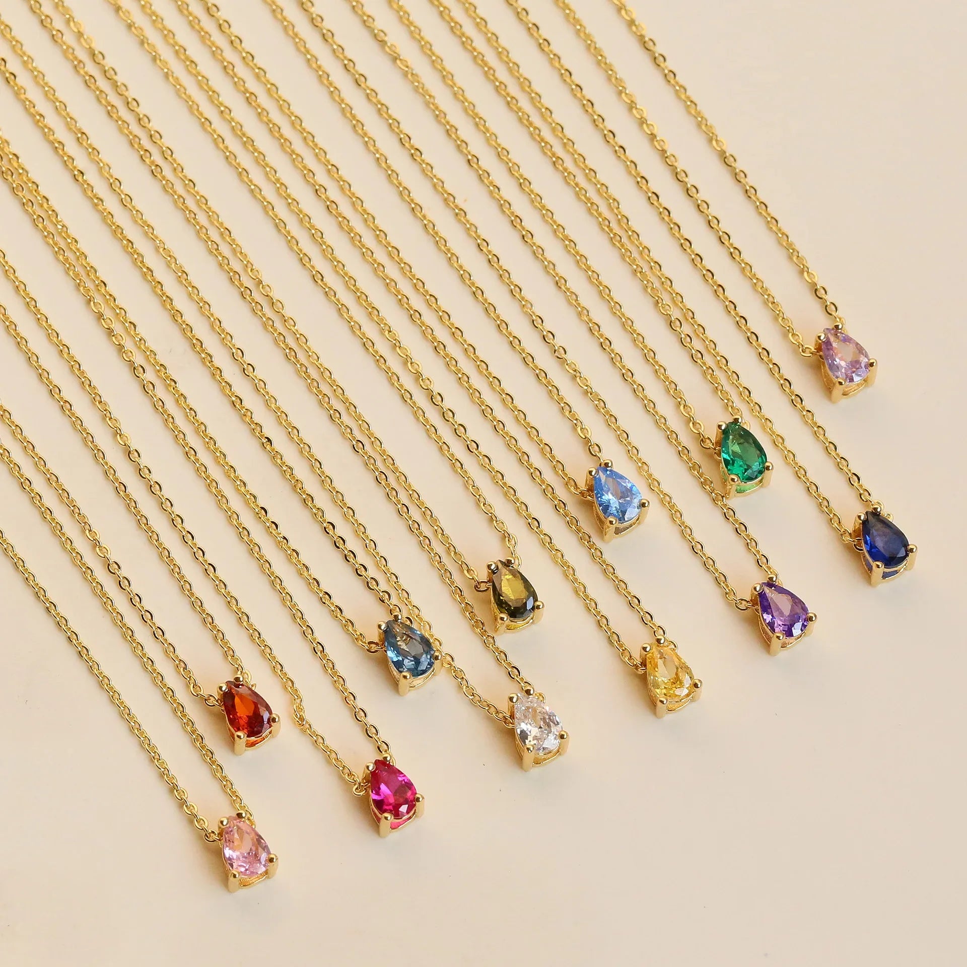 Crystal Teardrop Birthstone Necklace