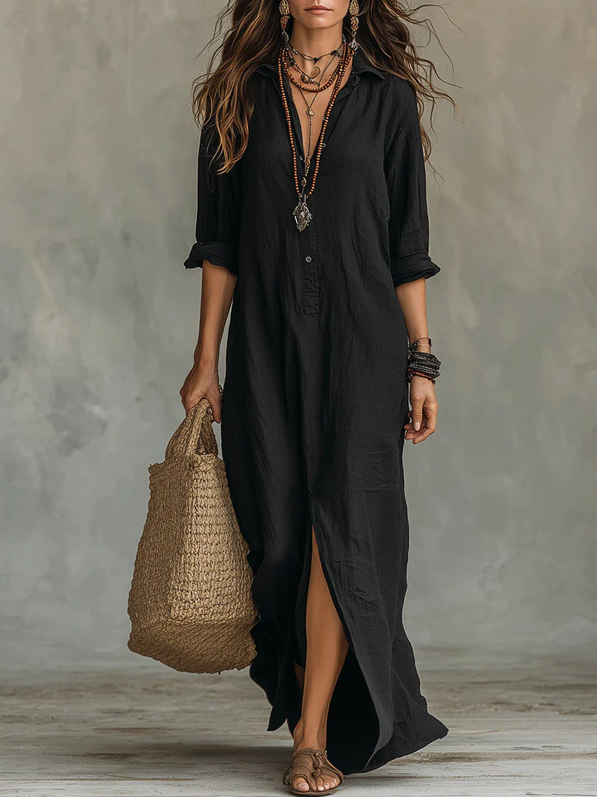 Soline Button-Down Maxi Dress
