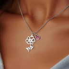 Birthstone Birth Flower Necklace Personalized
