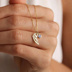 Angel Wing Birthstone Necklace