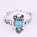Vintage Owl Turquoise Charm Bracelet