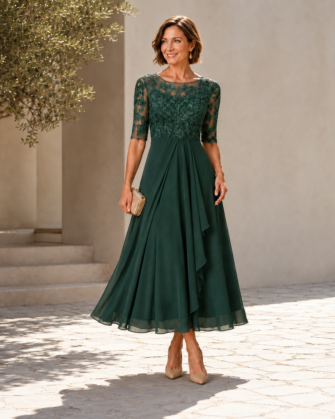 Rose Lace Midi Dress