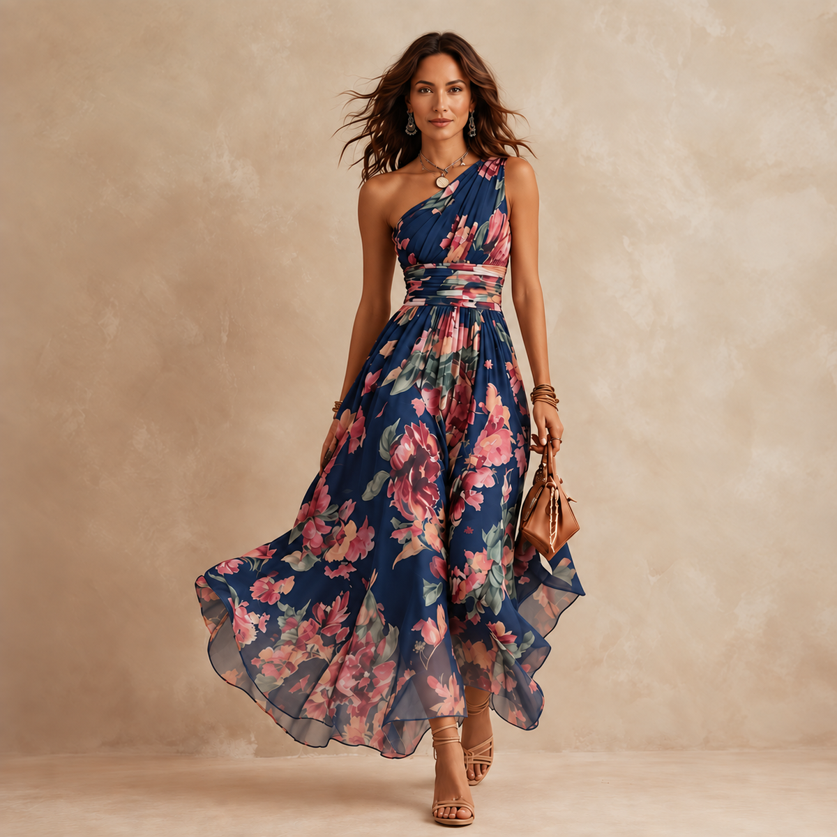 Celeste One-Shoulder Floral Maxi Dress