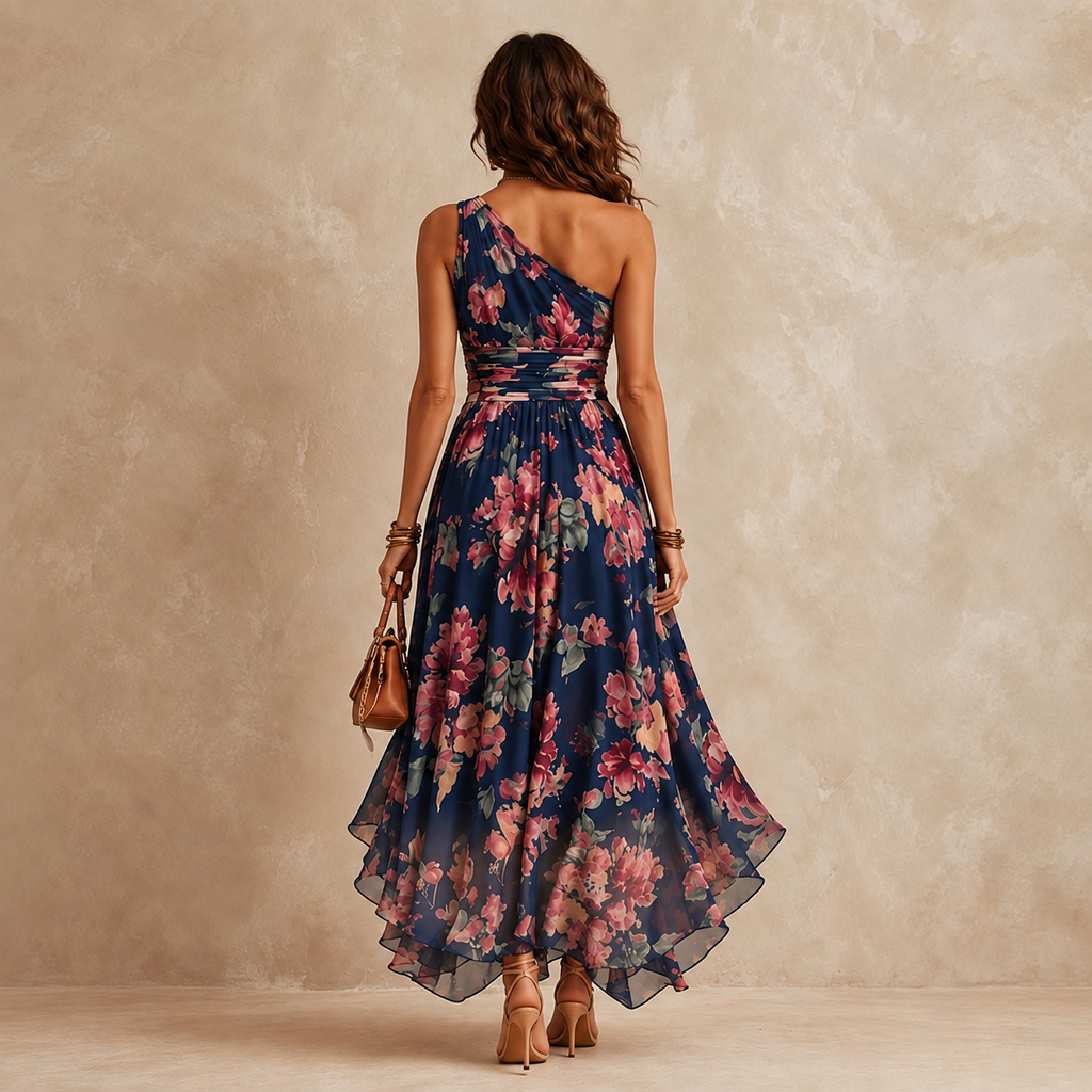 Celeste One-Shoulder Floral Maxi Dress