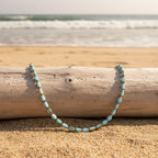 Elegant Turquoise Oval Beaded Necklace