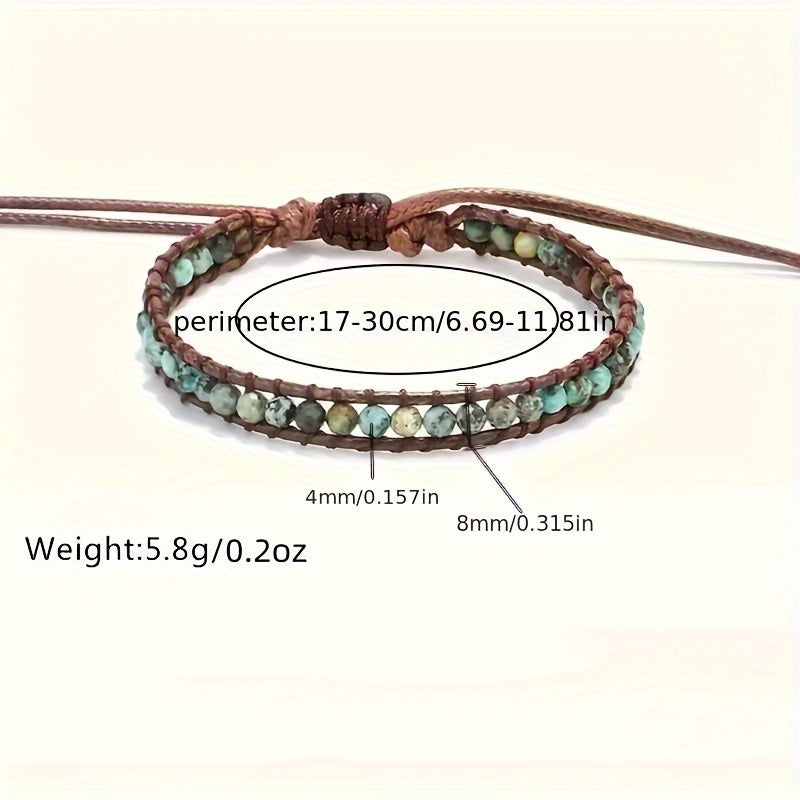 Boho Adjustable Turquoise Stone Wrap Bracelet