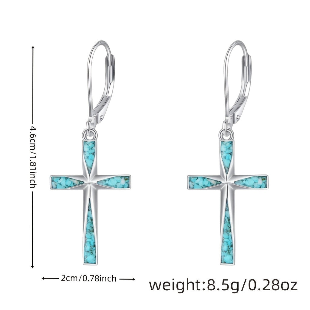 Vintage Turquoise Cross Earrings