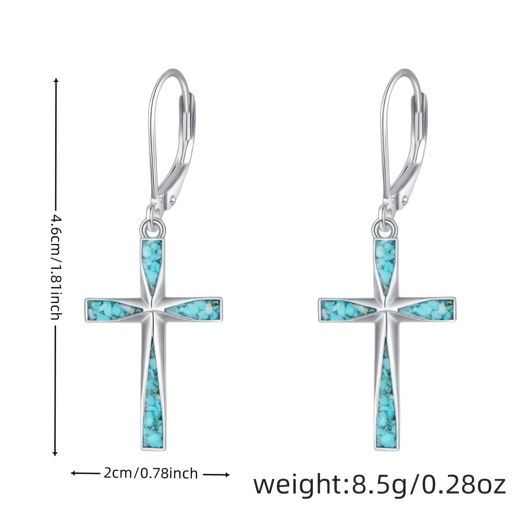 Vintage Turquoise Cross Earrings