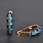 Vintage Turquoise Floral Hoop Earrings