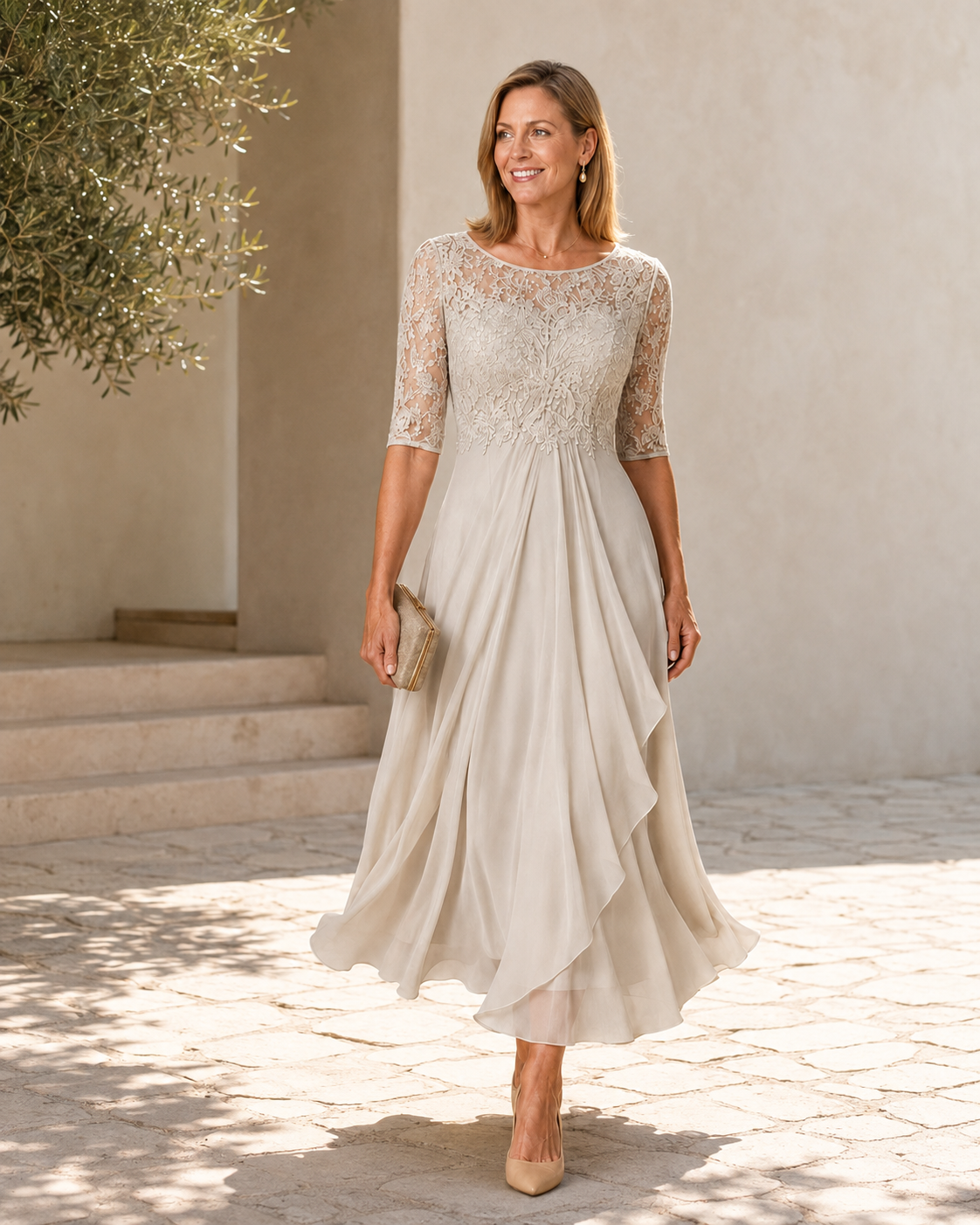 Rose Lace Midi Dress