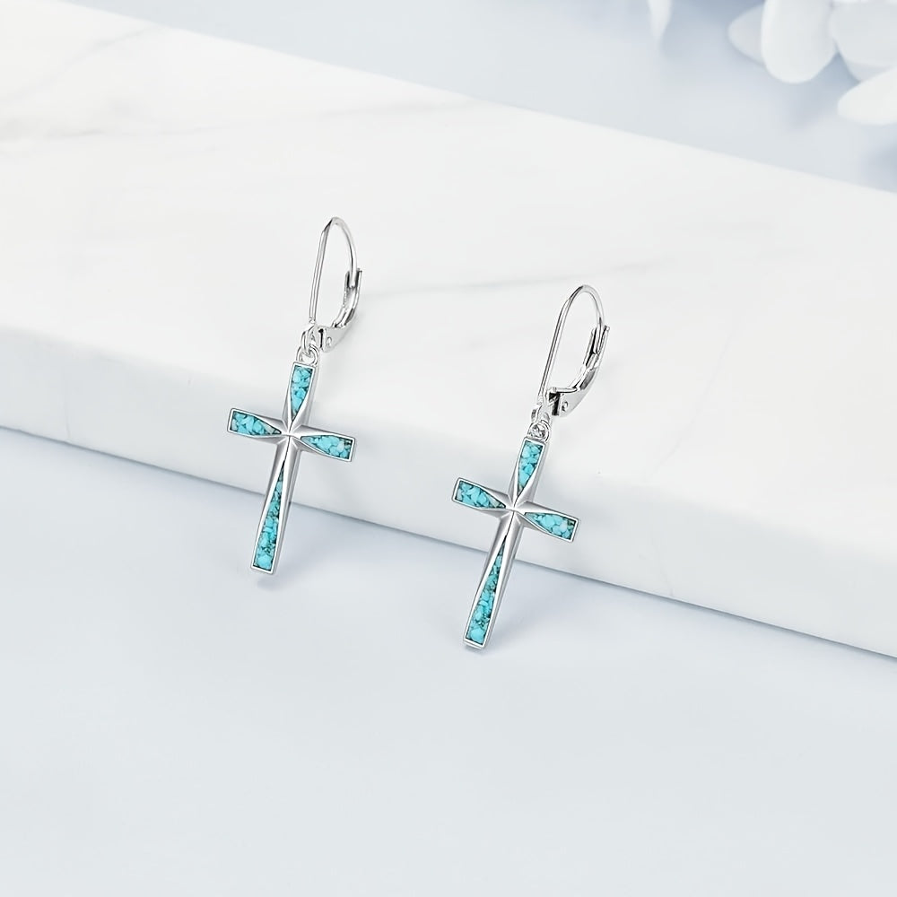 Vintage Turquoise Cross Earrings