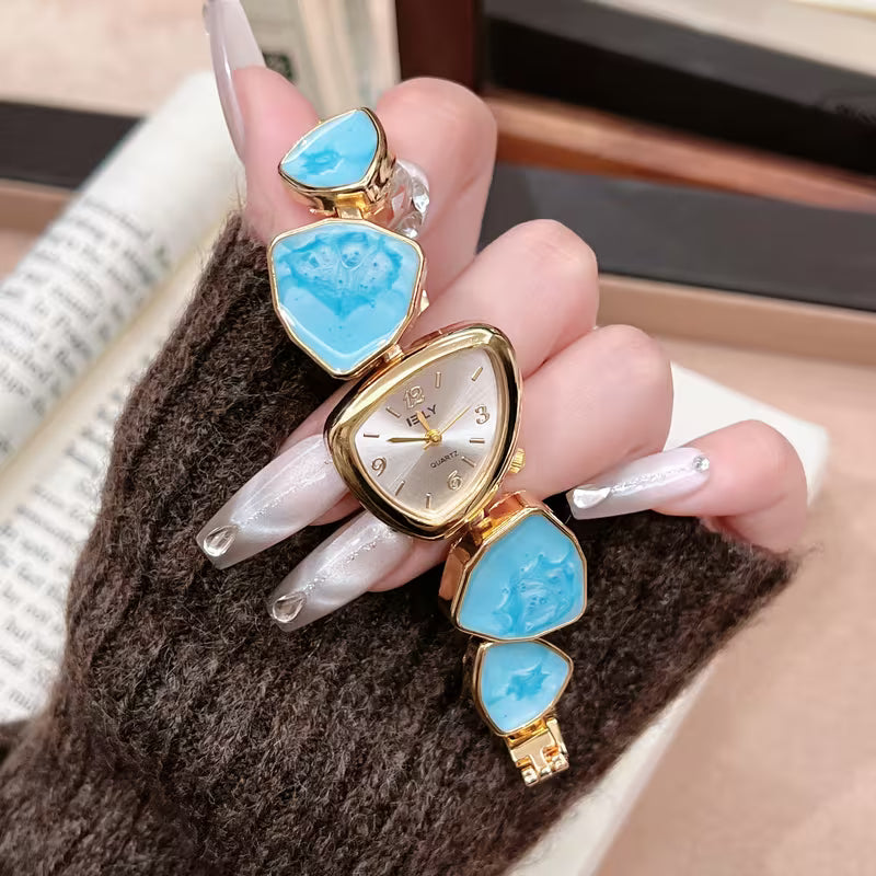 Turquoise Stone Gold Bracelet Watch
