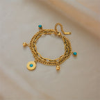 Elegant Gold Turquoise Layered Chain Bracelet