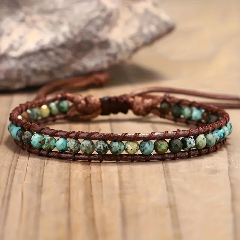 Boho Adjustable Turquoise Stone Wrap Bracelet